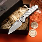 Skarn-W Crossbar Lock EDC Folding Pocket Knife,2.9'' M390 Steel Blade, Titanium Handle - Image 6