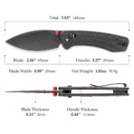 ⁦Koala-B Crossbar Lock EDC Folding Pocket Knife,2.56'' N690 Steel Blade,Micarta Handle⁩ - الصورة ⁦4⁩