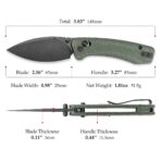 Koala-G Crossbar Lock EDC Folding Pocket Knife,2.56'' N690 Steel Blade, Micarta Handle, Green - Image 4